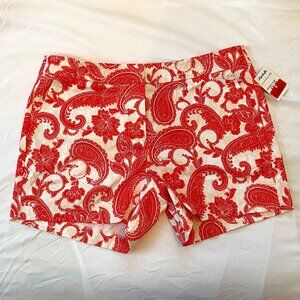 White and Red Filigree Beach Shorts